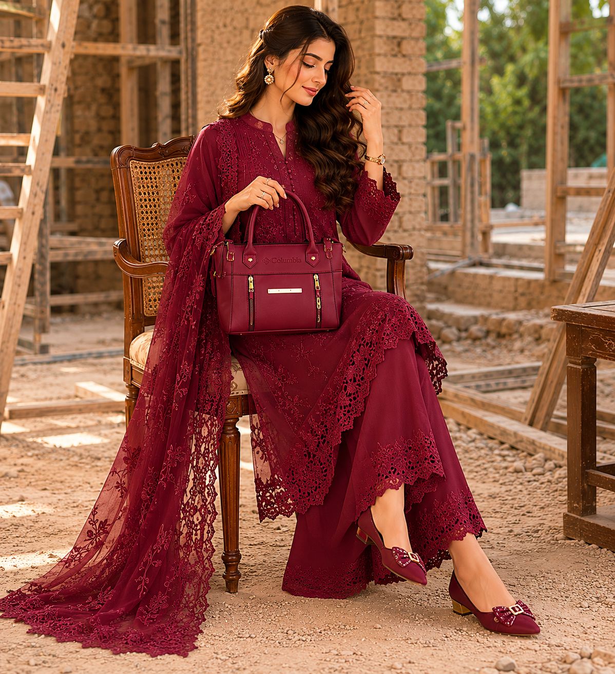 Columbia Medium Handbag Maroon | Premium Stylish Everyday Bag