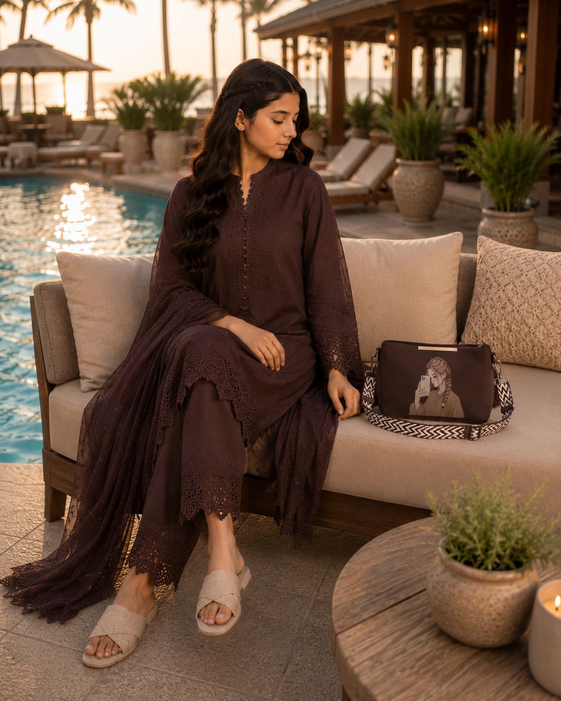 Pretty Girl Stylish Bag Chocolate Brown | Premium Medium Handbag