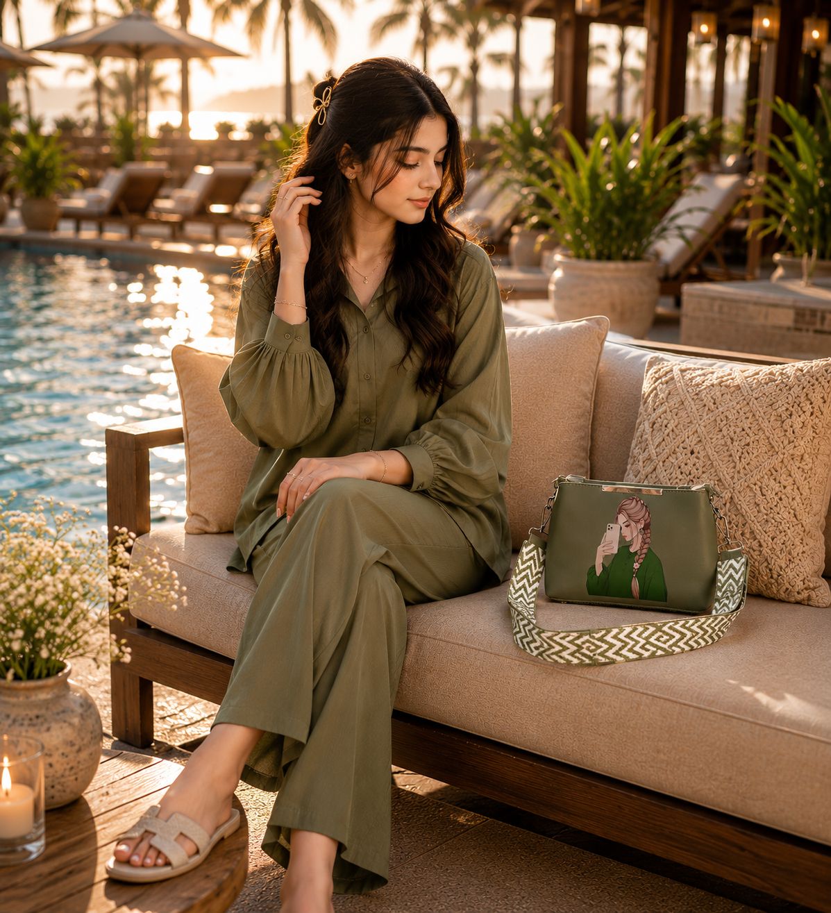 Pretty Girl Stylish Bag Olive Green | Premium Medium Handbag