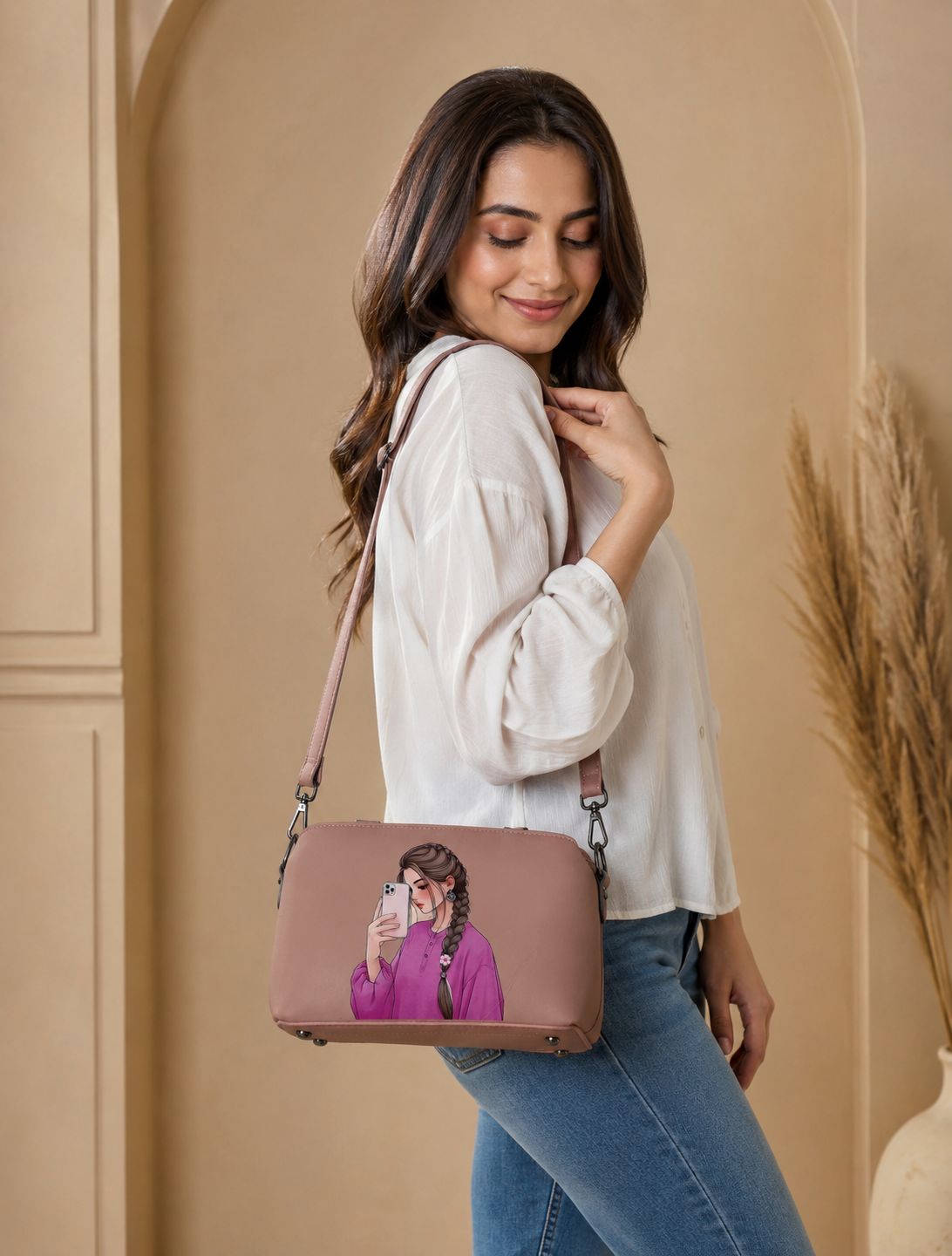 Pretty Girl Stylish Bag Natural Brown | Premium Medium Handbag