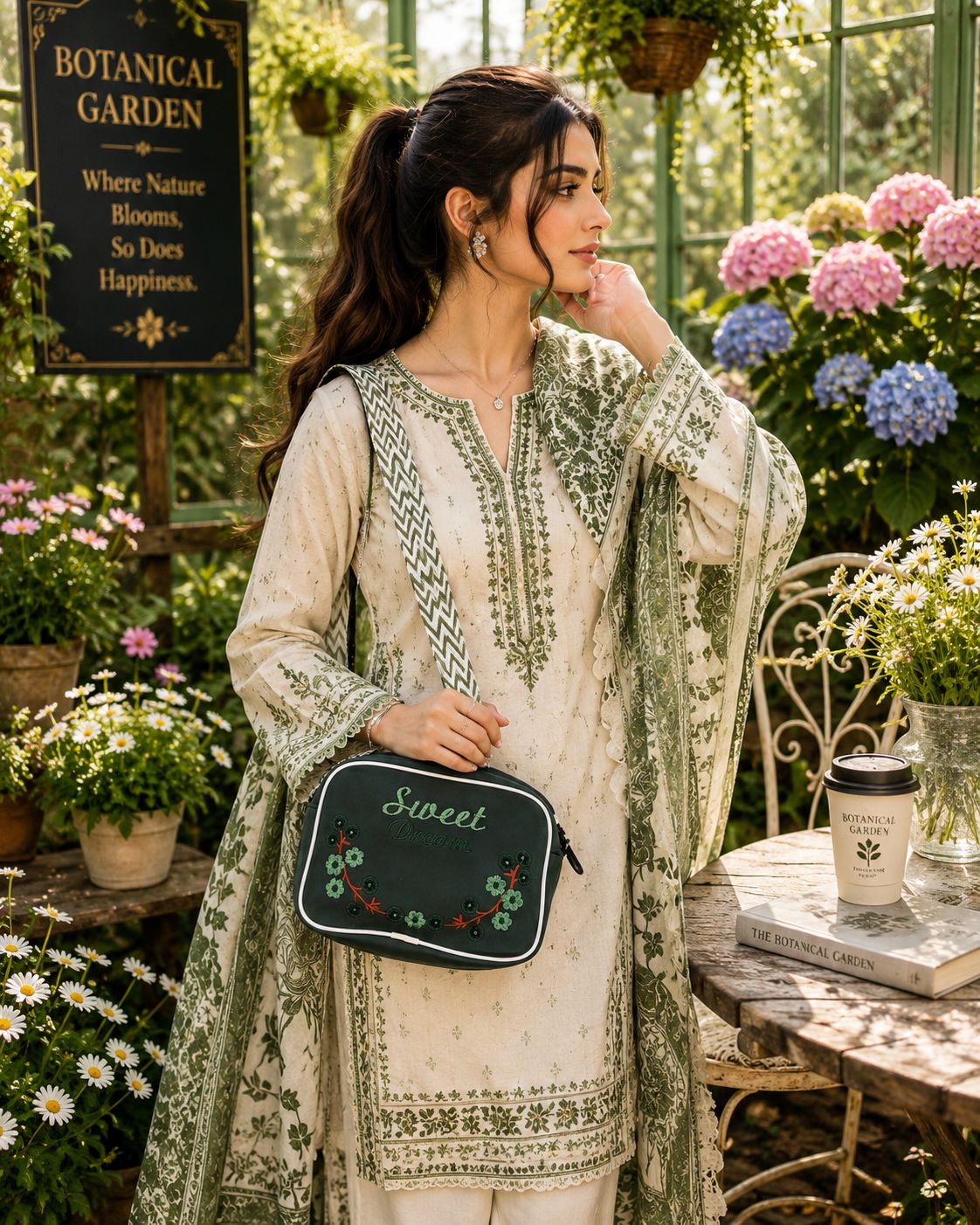Sweet Dreams Compact Handbag Dark Green | Premium Stylish Compact Bag