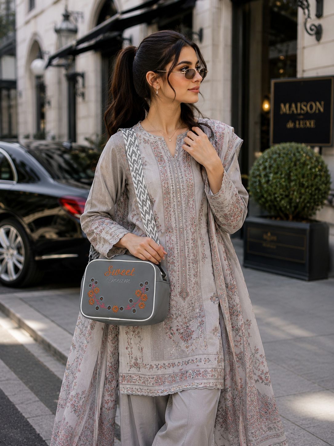 Sweet Dreams Compact Handbag Grey | Premium Stylish Compact Bag