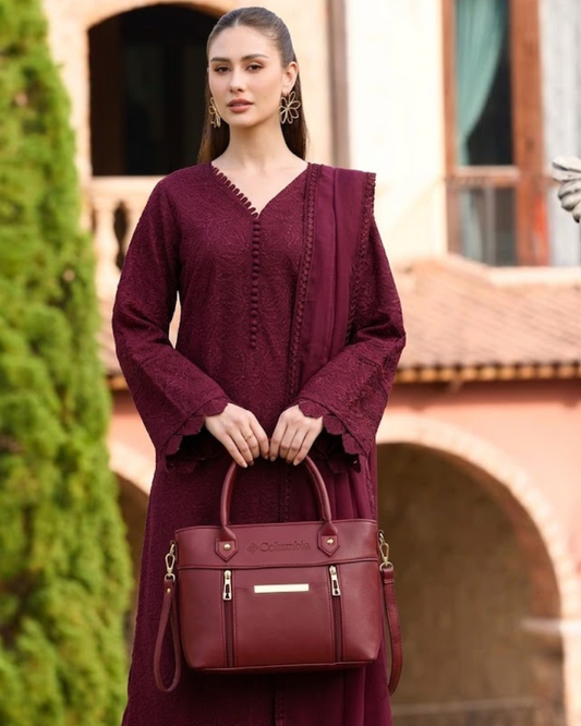 Columbia Medium Handbag Maroon | Premium Stylish Everyday Bag