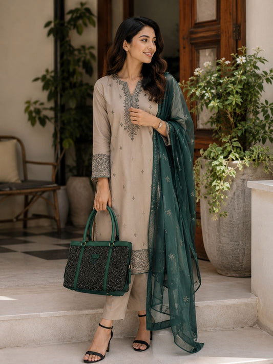 SYB Tote Bag Fun Green & Brown | Premium Stylish Everyday Bag