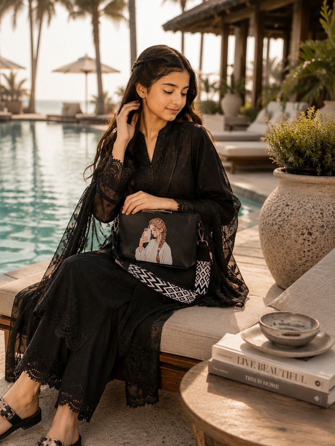Pretty Girl Stylish Bag Black | Premium Medium Handbag