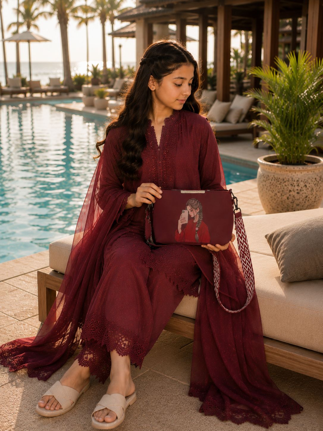 Pretty Girl Stylish Bag Maroon | Premium Medium Handbag