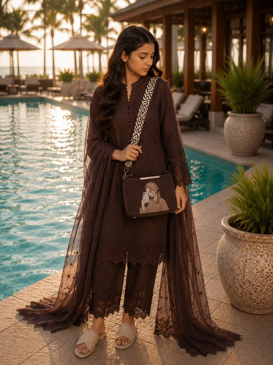 Pretty Girl Stylish Bag Chocolate Brown | Premium Medium Handbag