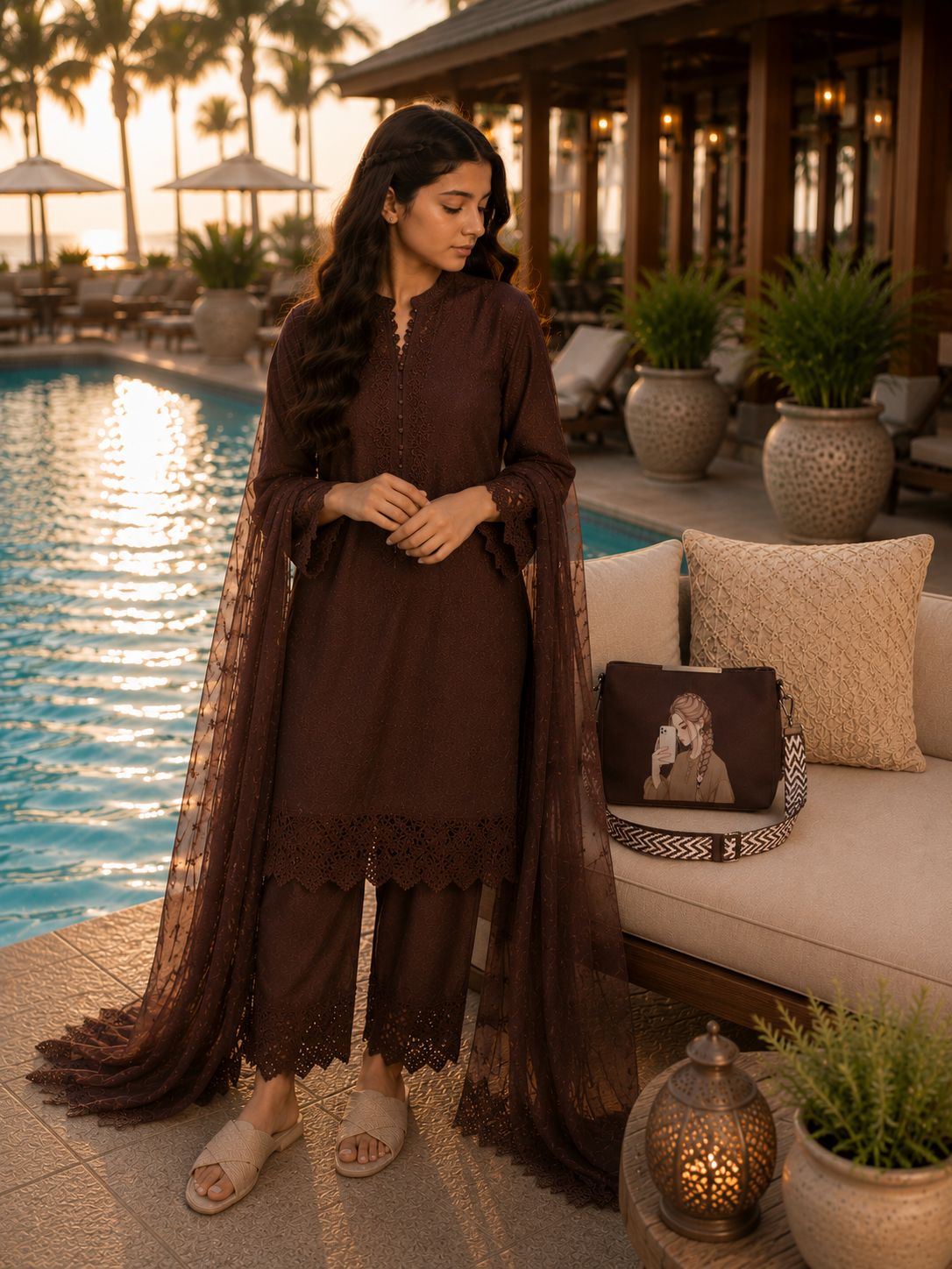 Pretty Girl Stylish Bag Chocolate Brown | Premium Medium Handbag