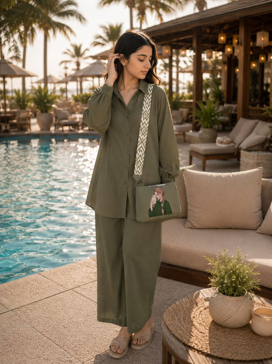 Pretty Girl Stylish Bag Olive Green | Premium Medium Handbag