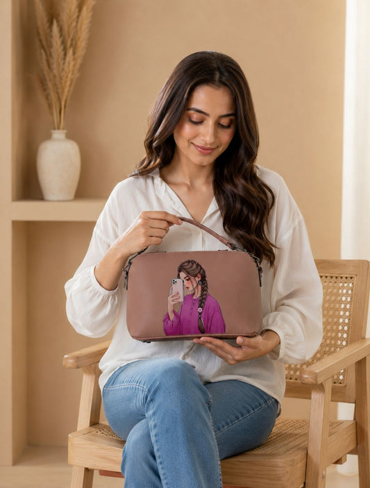 Pretty Girl Stylish Bag Natural Brown | Premium Medium Handbag