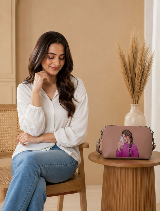 Pretty Girl Stylish Bag Natural Brown | Premium Medium Handbag