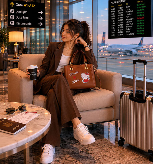 Hello Kitty Compact Handbag Earthly Brown | Premium Stylish Compact Bag