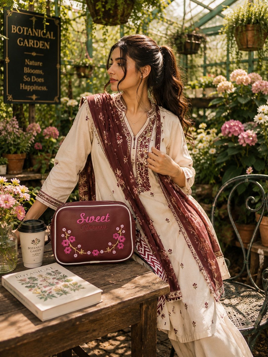 Sweet Dreams Compact Handbag Pink Maroon | Premium Stylish Compact Bag