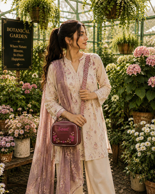Sweet Dreams Compact Handbag Pink Maroon | Premium Stylish Compact Bag