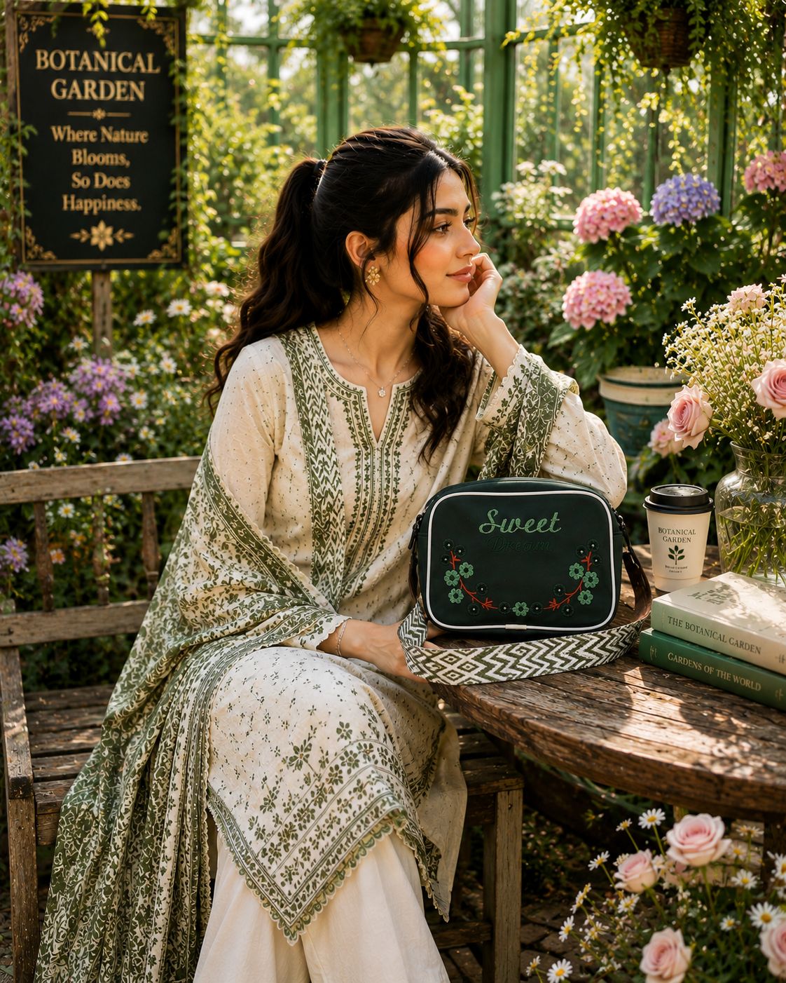 Sweet Dreams Compact Handbag Dark Green | Premium Stylish Compact Bag