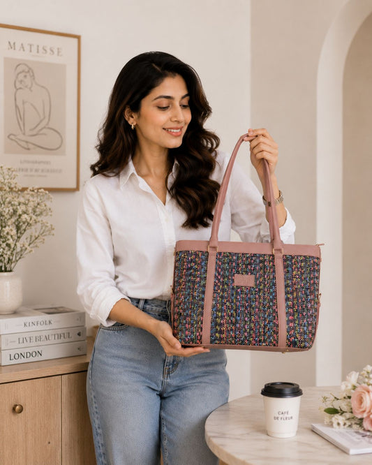 SYB Tote Bag Multi Color Pink | Premium Stylish Everyday Bag