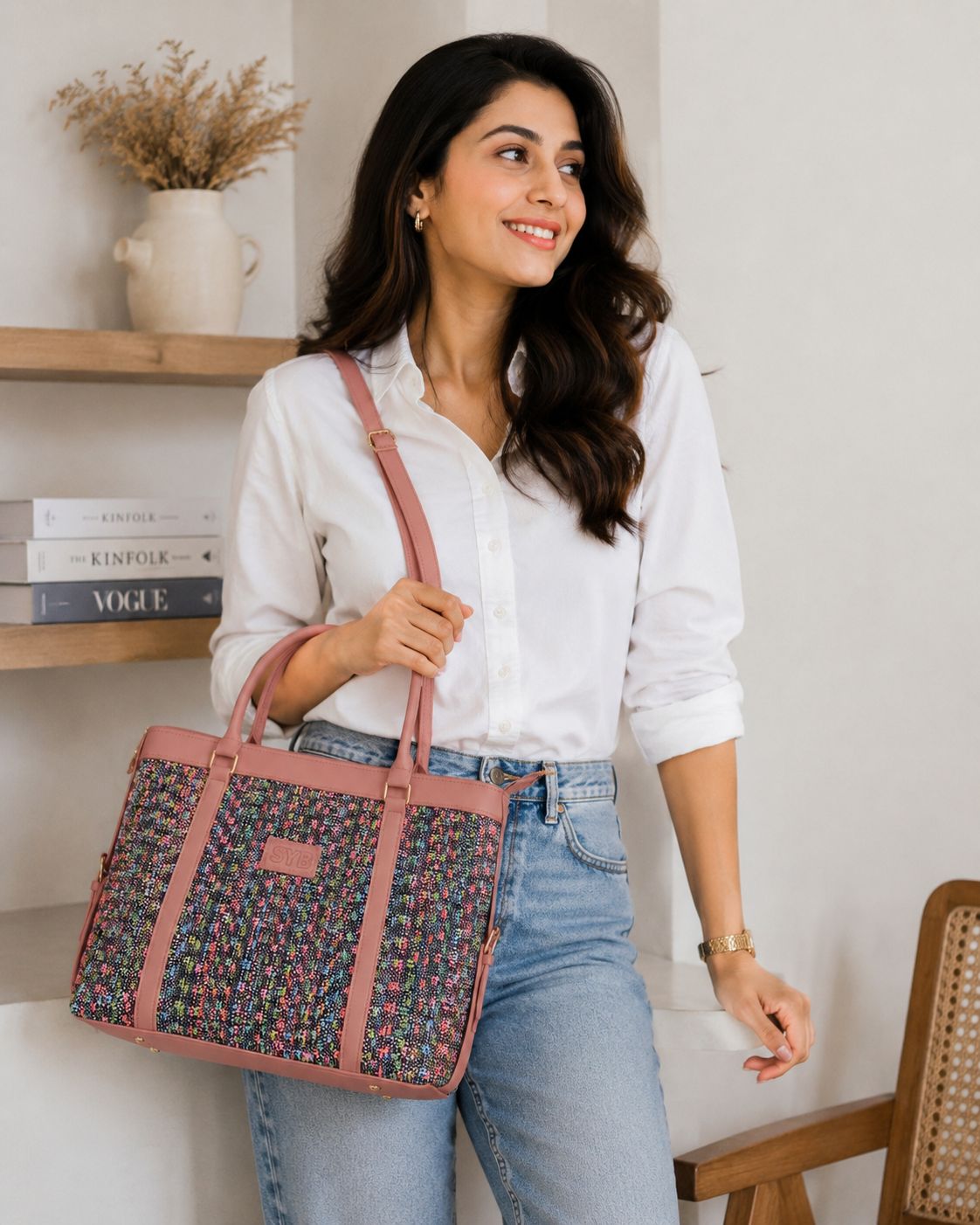 SYB Tote Bag Multi Color Pink | Premium Stylish Everyday Bag